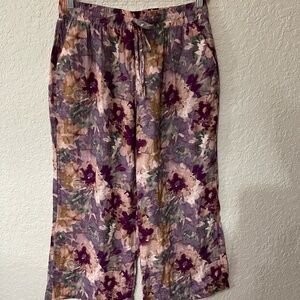 Johnny Was Multicolor Floral Wide Leg Capris